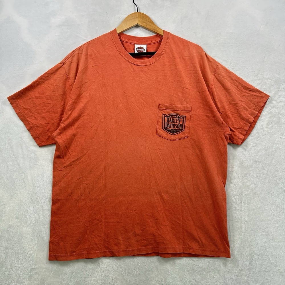 Harley Davidson Basic Pocket TShirt Mens XL Orange Myrtle Beach